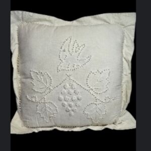 Chic White Embroidered Accent Pillow